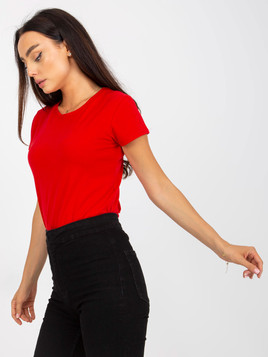 Czerwony bawełniany damski t-shirt BASIC