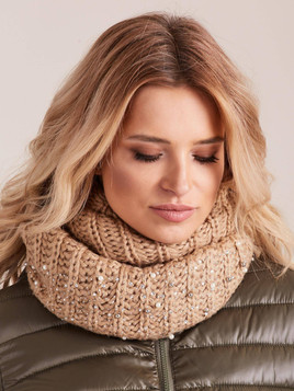 Komin z cyrkoniami i perełkami jasnobrązowy