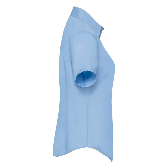 Niebieska koszula z popeliny z krótkimi rękawami Fruit Of The Loom