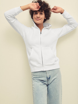 Biała bluza damska ze stójką rozpinana Fruit of the Loom