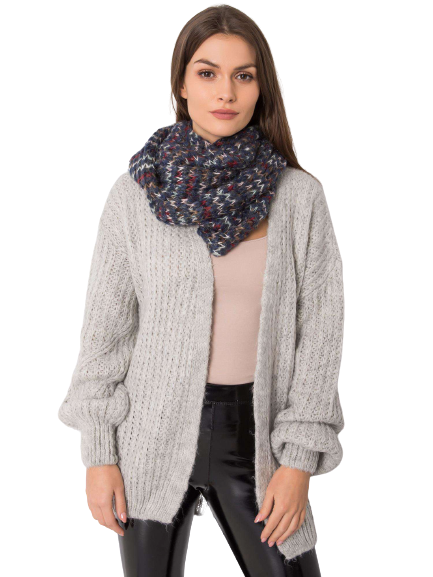 Komin z kolorową nitką granatowy