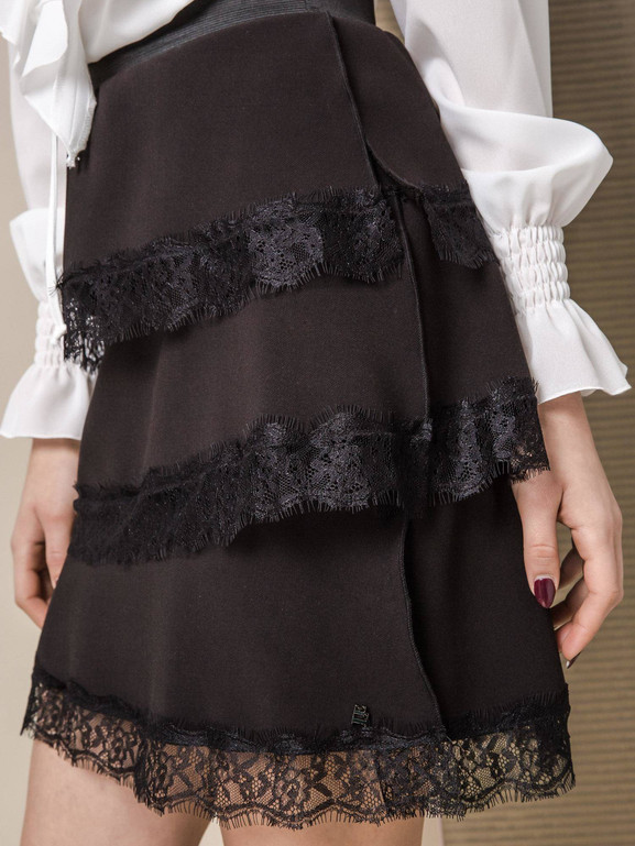 SPÓDNICA LEMONADA Z FALBANAMI CZARNA