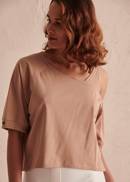 Karmelowa bluzka crop top Blue Shadow