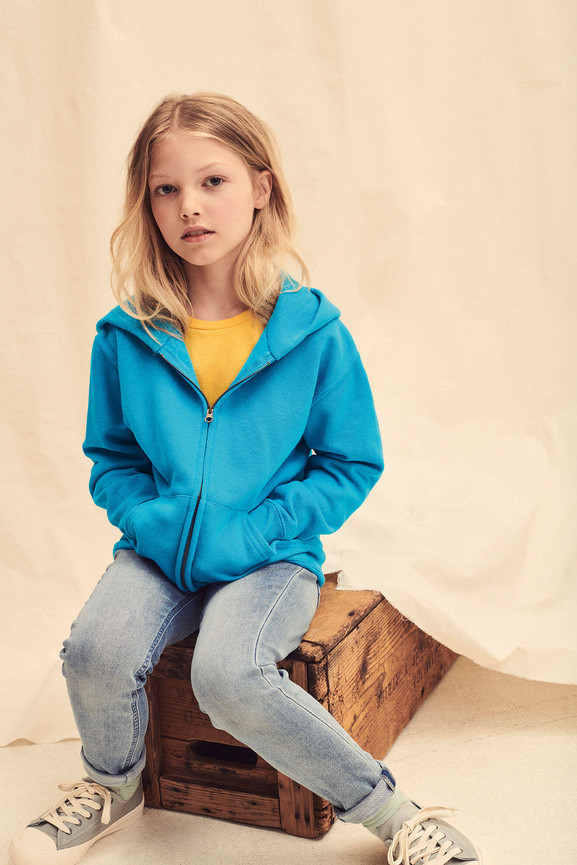 Niebieska bluza dziecięca Classic rozpinana Fruit of the Loom