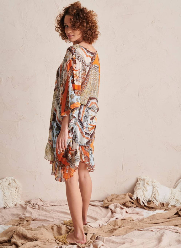 Wielobarwna tunika z falbankami Blue Shadow