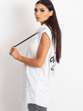Bluza bez rękawów z napisami biała