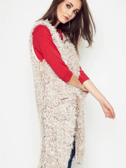 Kamizelka długa baranek jasnobrązowa