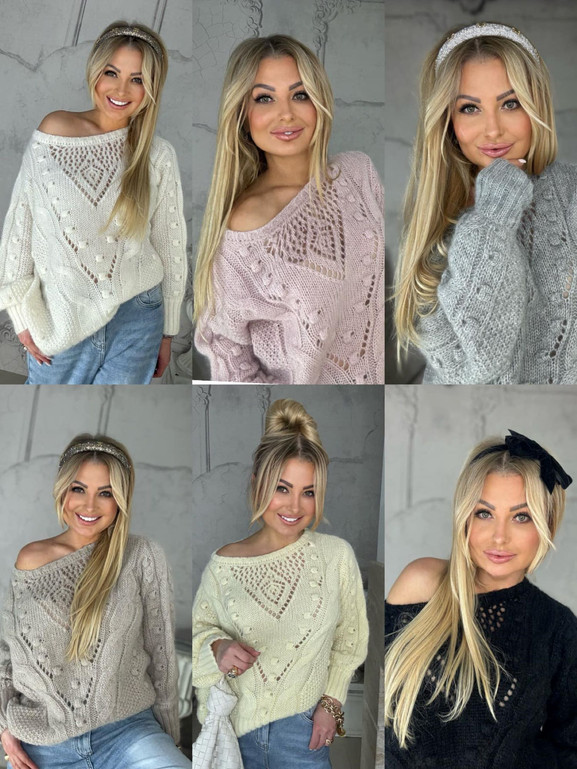 Czarny sweter ażurowy By o la La