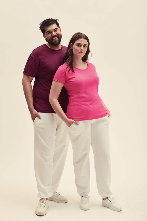 Różowa koszulka damska Iconic z czesanej bawełny Fruit of the Loom