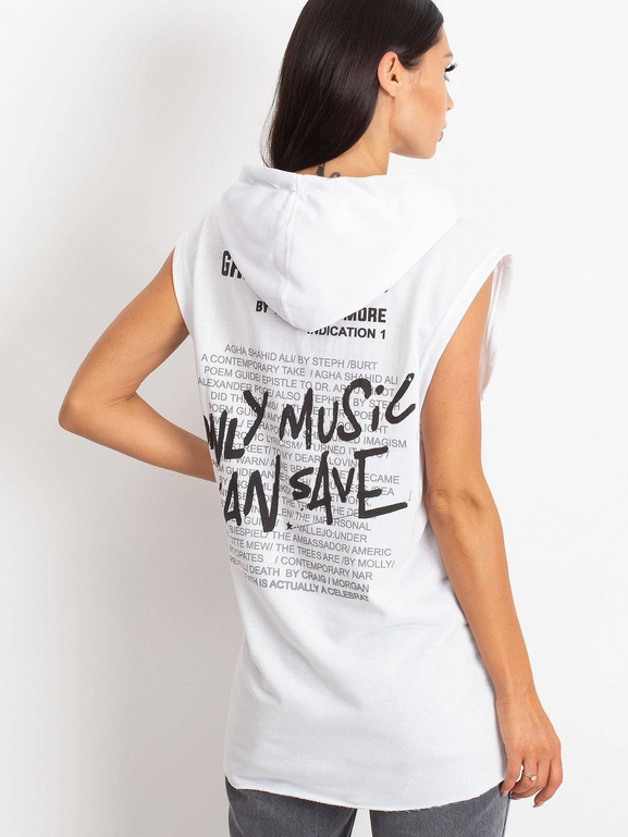 Bluza bez rękawów z napisami biała
