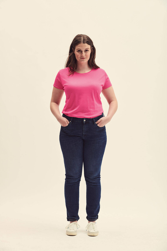 Różowa koszulka damska Iconic z czesanej bawełny Fruit of the Loom