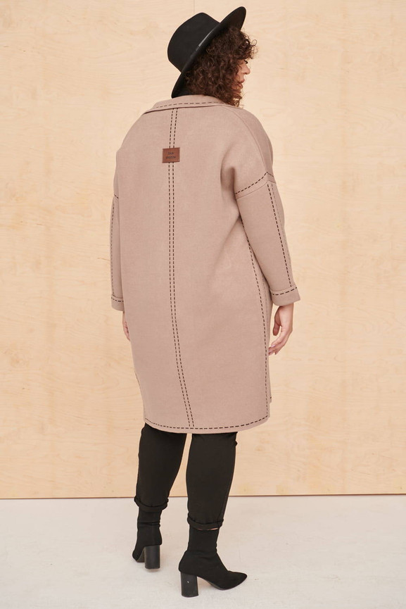 Latte płaszcz oversize fastryga Blue Shadow