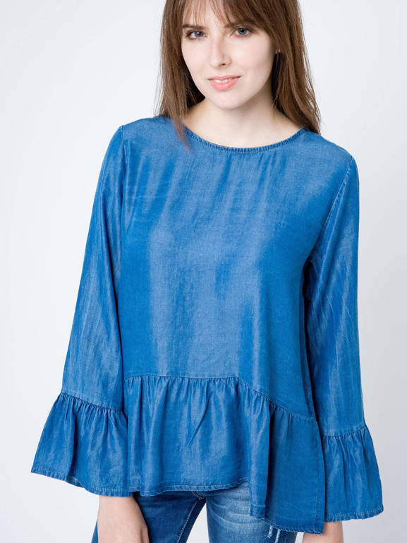 Bluzka Euphory a'la jeans zapinana na guziczki z tyłu niebieska