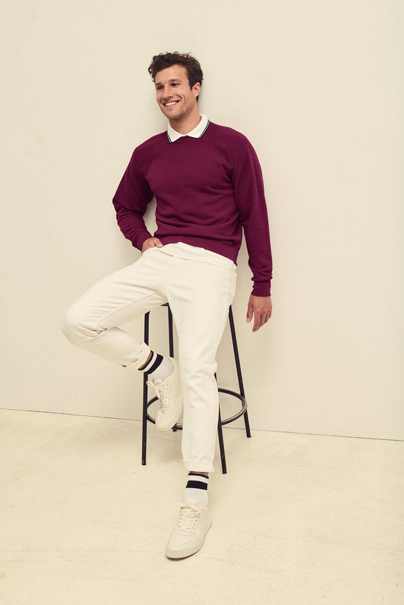 Burgundowa bluza męska Raglan Sweat Fruit of the Loom