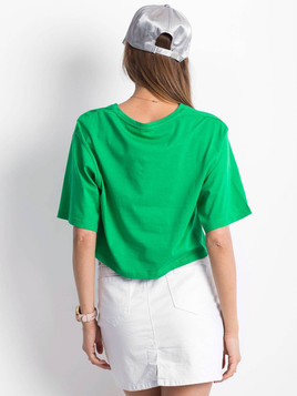 Zielona bluzka cropped jednolita 