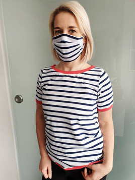 Maseczka ochronna Happy Mum w paski biała