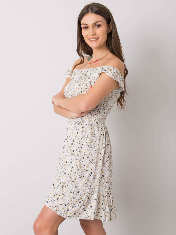 Beżowa sukienka w kwiatki hiszpanka Yups