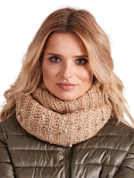 Komin z cyrkoniami i perełkami jasnobrązowy