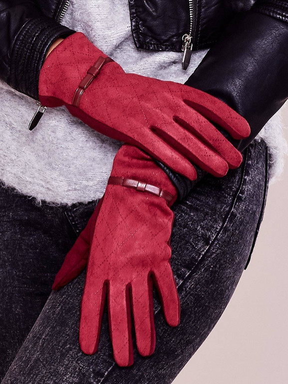 Rękawiczki dotykowe z dzianiny bordo