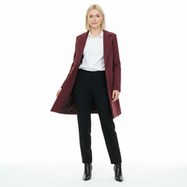 Bordowy klasyczny płaszcz w prążek Yups
