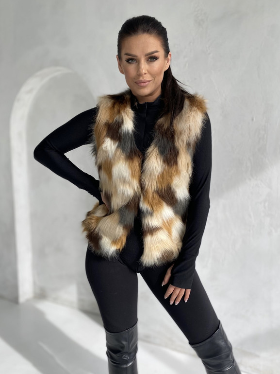 Kamizelka futrzana damska w łatki Yups