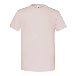 Pudrowa koszulka męska z czesanej bawełny Iconic rękawem Fruit of the Loom