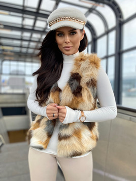 Kamizelka futrzana damska w łatki Yups