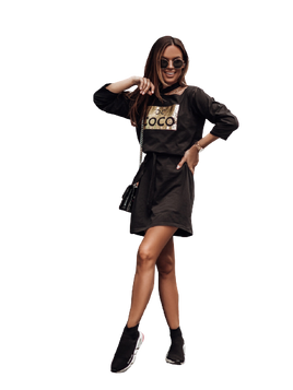 Sukienka ze złotym nadrukiem Cocomore czarna