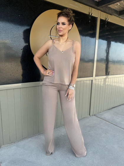 Brązowe spodnie z lnem w składzie Och Bella