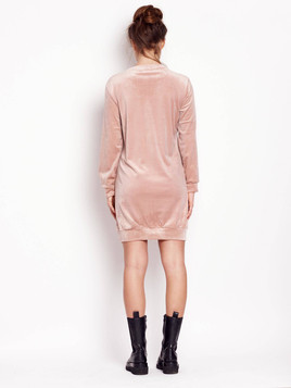 Różowa tunika z weluru okrągły dekolt Cocomore