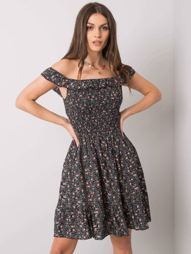 Czarna sukienka w kwiatki hiszpanka Yups