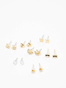 Kolczyki zestaw 7 par różne wzory złote