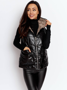 Czarna kamizelka dwustronna z kapturem Yups