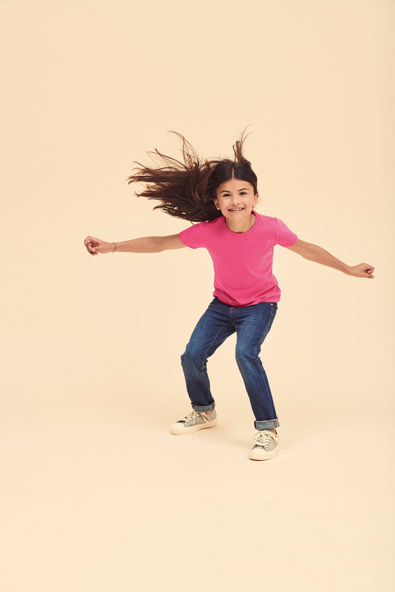 Różowa koszulka dziewczęca Valueweight Fruit of the Loom