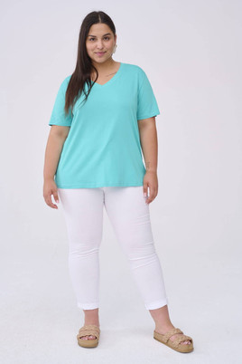 Turkusowa bluzka z dekoltem w serek Blue Shadow