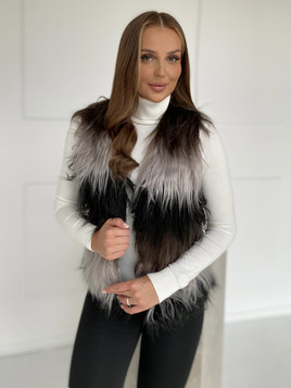 Wielobarwna kamizelka futrzana damska cieniowana Yups