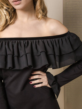 SUKIENKA LEMONADA COLD SHOULDER Z FALBANAMI CZARNA