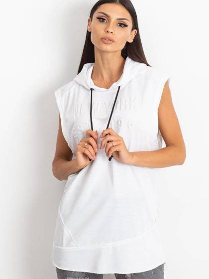 Bluza bez rękawów z napisami biała