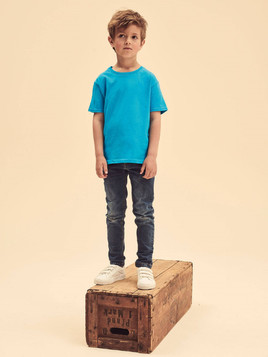 Niebieska koszulka dziecięca z czesanej bawełny Fruit of the Loom