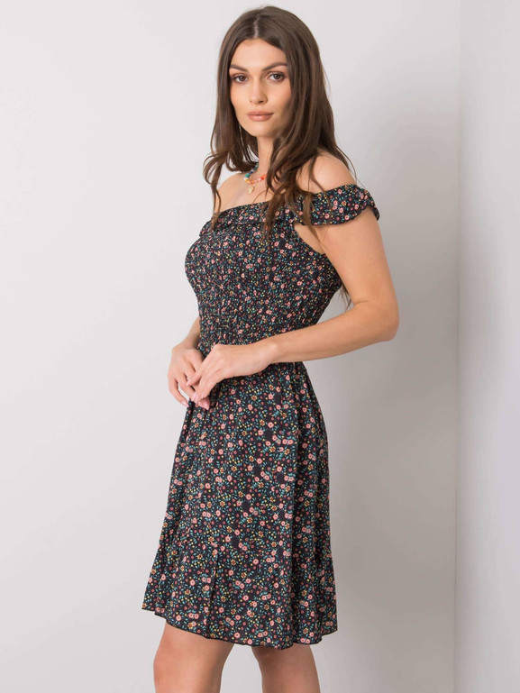 Czarna sukienka w kwiatki hiszpanka Yups