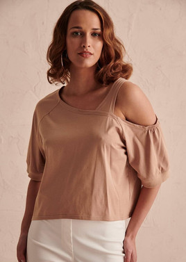 Karmelowa bluzka crop top Blue Shadow