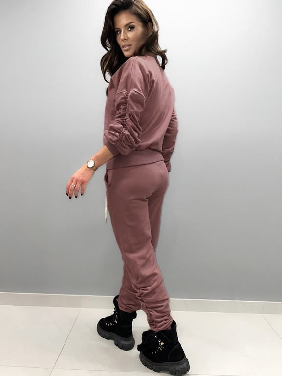 Fioletowe spodnie dresowe z marszczeniami Cocomore