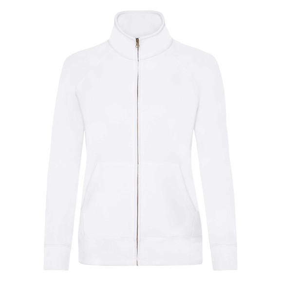 Biała bluza damska ze stójką rozpinana Fruit of the Loom