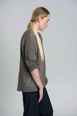 Khaki damska bluzka z domieszką lnu