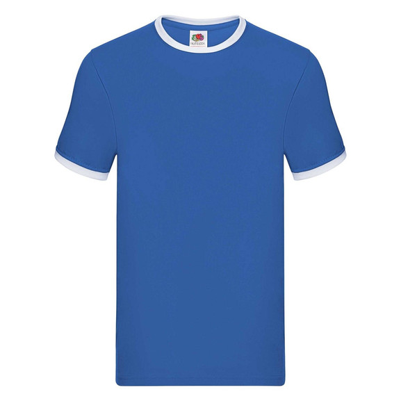 Niebieska koszulka męska Ringer Fruit of the Loom