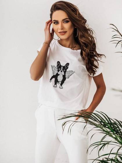 Biały t-shirt z nadrukiem Cocomore