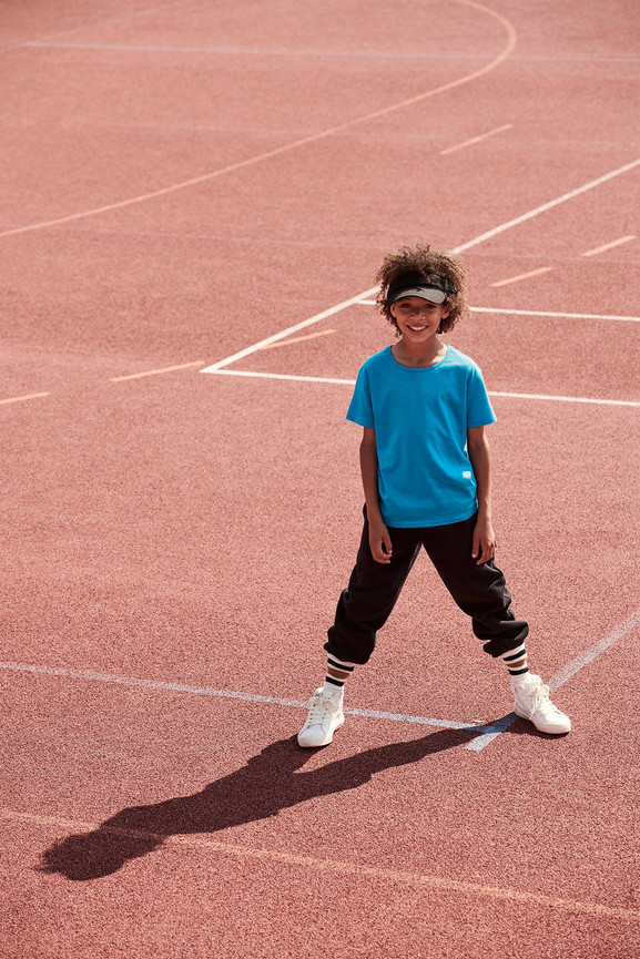 Niebieska koszulka dziecięca z czesanej bawełny Fruit of the Loom