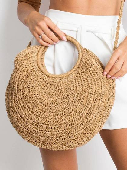 Brązowa torba pleciona z naturalnego materiału Yups