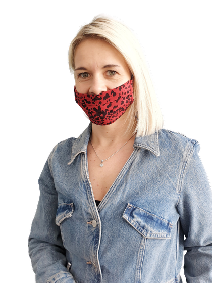 Maseczka ochronna cętki Happy Mum czerwona
