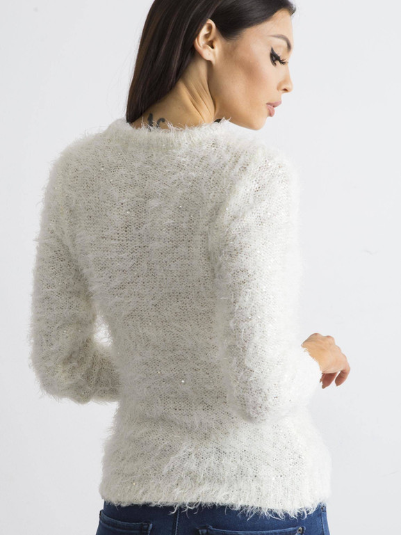 Sweter włochacz z cekinami biały